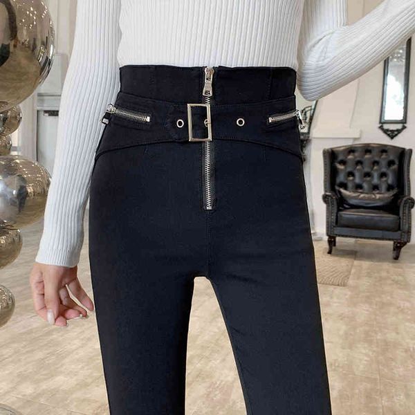 slim-fit stretch pants autumn belt wash zipper high waist tight leggings women's solid black vintage slim 81j 210420
slim-fit stretch pants autumn belt wash zipper high waist tight leggings women's solid black vintage slim 81j 210420