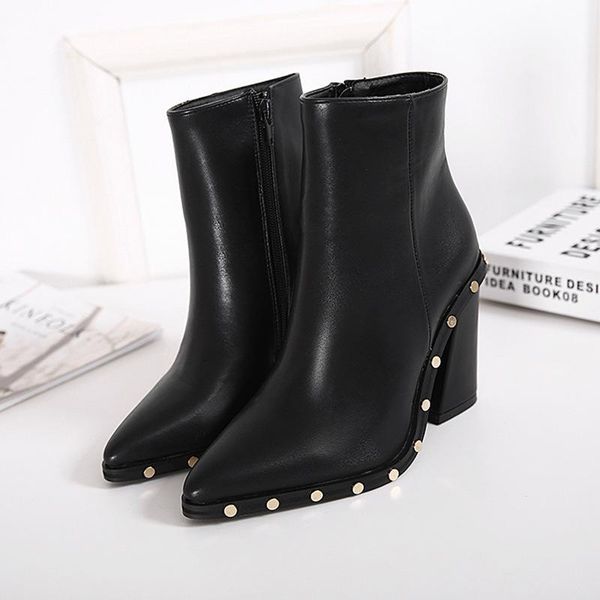 boots autumn and winter women's booties rivet decorative zipper pu pointed thick with high heel short tube female leather, Black
boots autumn and winter women's booties rivet decorative zipper pu pointed thick with high heel short tube female leather, Black