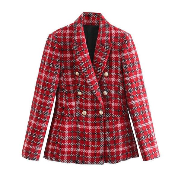 women's suit 2021 spring and autumn street fashion temperament all-match plaid double-breasted jacket suits & blazers, White;black
women's suit 2021 spring and autumn street fashion temperament all-match plaid double-breasted jacket suits & blazers, White;black