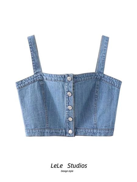 women's tanks & camis 2021 small vest women summer sleeveless short pleated ruffled denimdenim blue camisole european and american, White
women's tanks & camis 2021 small vest women summer sleeveless short pleated ruffled denimdenim blue camisole european and american, White