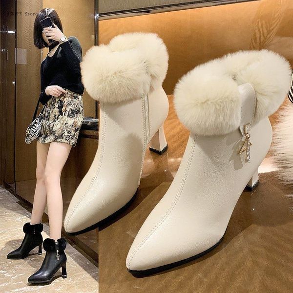 boots hairy mouth short tube women 2021 winter style side zipper pointed toe fashionable and comfortable, Black
boots hairy mouth short tube women 2021 winter style side zipper pointed toe fashionable and comfortable, Black