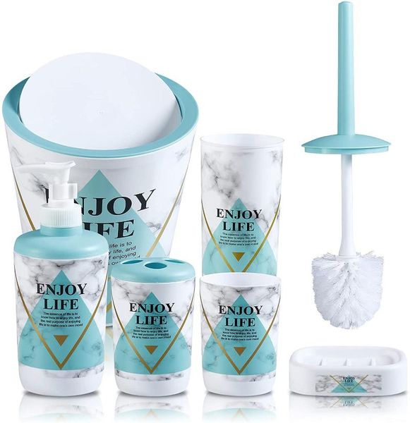 bath accessory set imucci enjoy life 6pcs bathroom accessories - with trash can toothbrush holder soap dispenser and lotion cup
bath accessory set imucci enjoy life 6pcs bathroom accessories - with trash can toothbrush holder soap dispenser and lotion cup