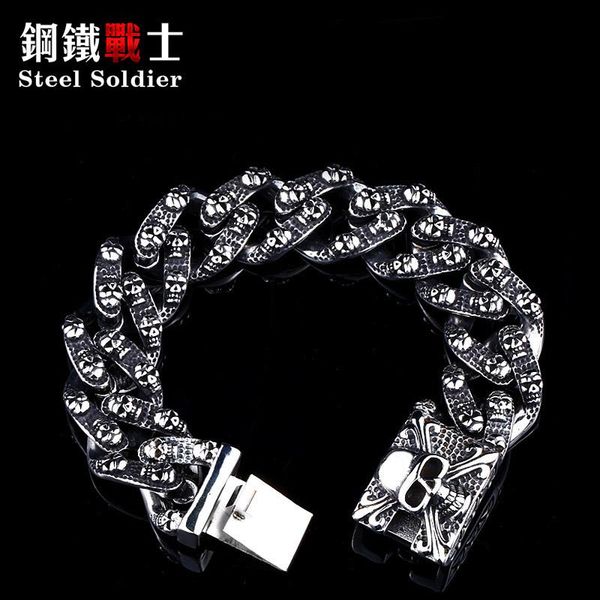 link, chain steel soldier men punk skull stainless bracelet hip hop biker 316l titanium heavy jewelry for party gift, Black
link, chain steel soldier men punk skull stainless bracelet hip hop biker 316l titanium heavy jewelry for party gift, Black