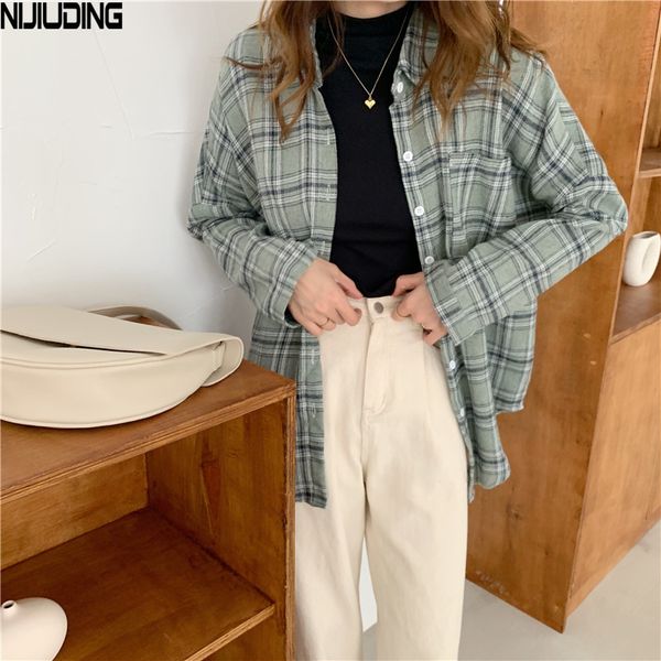 autumn plaid long sleeve shirts ladies casual loose turn down collar pockets single-breasted blouses female 210514, White
autumn plaid long sleeve shirts ladies casual loose turn down collar pockets single-breasted blouses female 210514, White