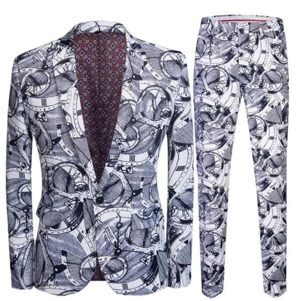 men's suits & blazers printed clock suit korean veste homme costume blazer slim groom dress man host singer nightclub american style, White;black
men's suits & blazers printed clock suit korean veste homme costume blazer slim groom dress man host singer nightclub american style, White;black