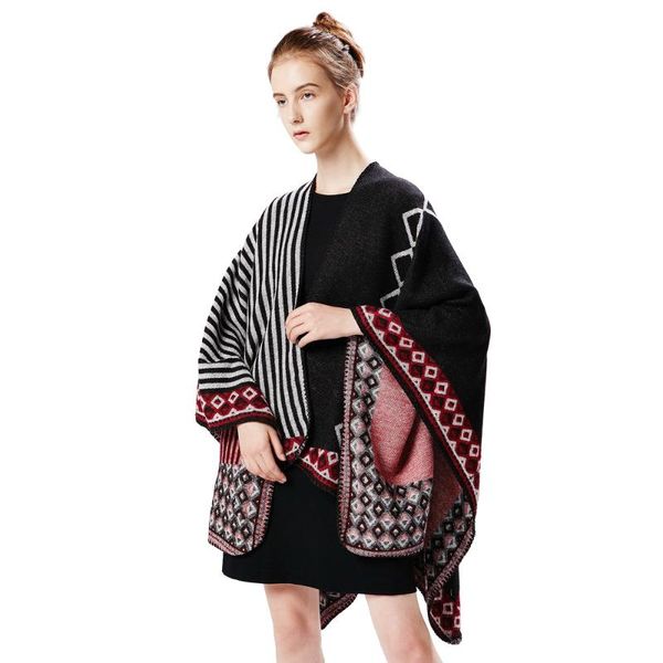 scarves women poncho winter warm cashmere blanket scarf female geometric stripe pashmina shawls wraps capes fashion, Blue;gray
scarves women poncho winter warm cashmere blanket scarf female geometric stripe pashmina shawls wraps capes fashion, Blue;gray