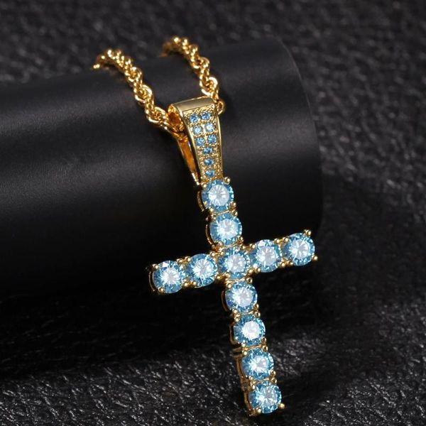 pendant necklaces fashion charm iced out bling hip hop blue cross zircon male jewelry gifts for man and women, Silver
pendant necklaces fashion charm iced out bling hip hop blue cross zircon male jewelry gifts for man and women, Silver