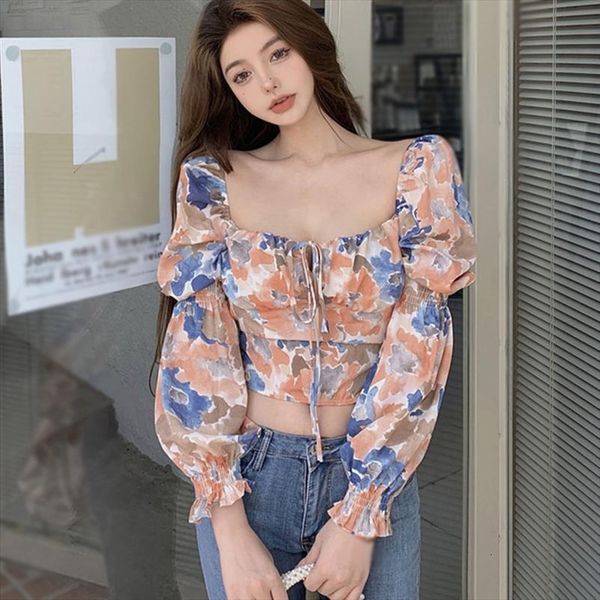 womens fashion shirt korean sweaters style square collar floral print sweet long sleeves chiffon blouses, White;black
womens fashion shirt korean sweaters style square collar floral print sweet long sleeves chiffon blouses, White;black