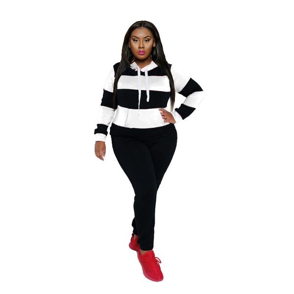 plus size tracksuits 2 piece set women striped hoodies and sweatpants autumn winter outfits clothing conjuntos feminino, Black
plus size tracksuits 2 piece set women striped hoodies and sweatpants autumn winter outfits clothing conjuntos feminino, Black