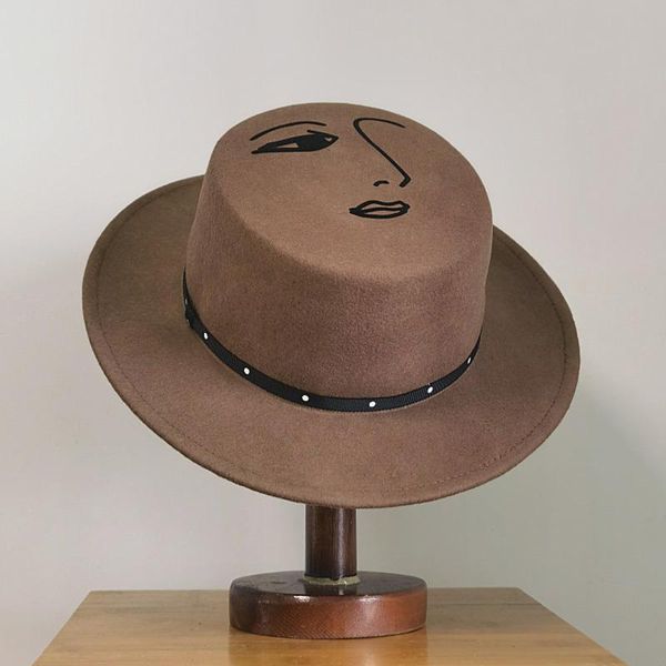 stingy brim hats flat fedoras for women solid color imitation woolen jazz cap wide ladies elegant caps, Blue;gray
stingy brim hats flat fedoras for women solid color imitation woolen jazz cap wide ladies elegant caps, Blue;gray