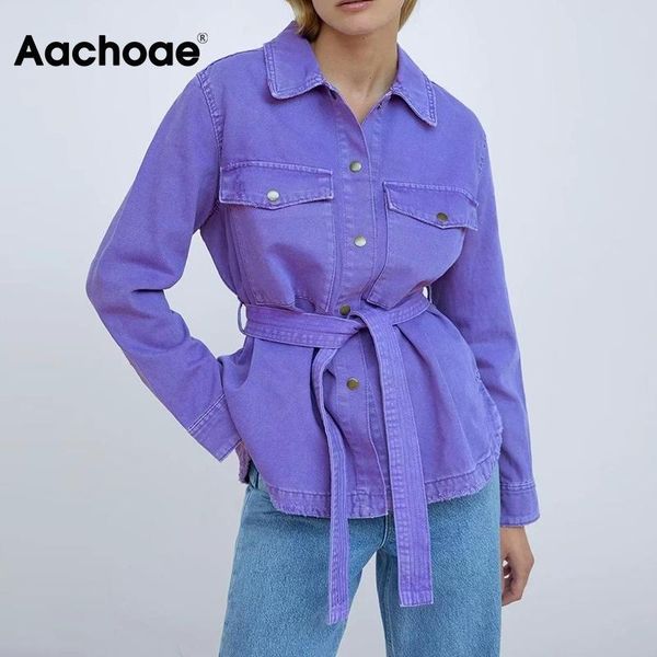 aachoae streetwear 100% cotton demim jacket women long sleeve pockets coat with belt solid turn down collar fashion jackets women's, Black;brown
aachoae streetwear 100% cotton demim jacket women long sleeve pockets coat with belt solid turn down collar fashion jackets women's, Black;brown