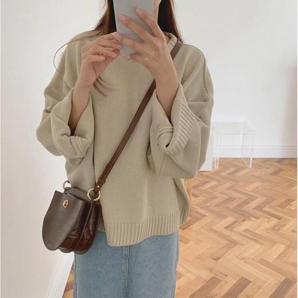 women's sweaters 2021 autumn winter pullover korean stylish oversize minimalist casual solid lady cl496, White;black
women's sweaters 2021 autumn winter pullover korean stylish oversize minimalist casual solid lady cl496, White;black