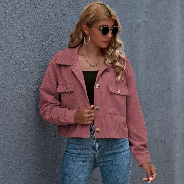 women's jackets 2021 autumn product fashion cotton corduroy women jacket casual solid color turn-down collar single-breasted long sleev, Black;brown
women's jackets 2021 autumn product fashion cotton corduroy women jacket casual solid color turn-down collar single-breasted long sleev, Black;brown