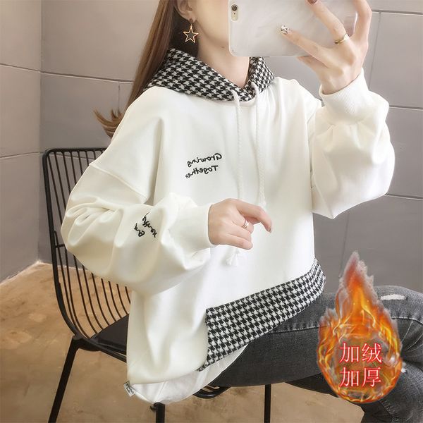 autumn and winter clothing korean version composite plush thickened hooded embroidery large women's sweater, Blue;black
autumn and winter clothing korean version composite plush thickened hooded embroidery large women's sweater, Blue;black