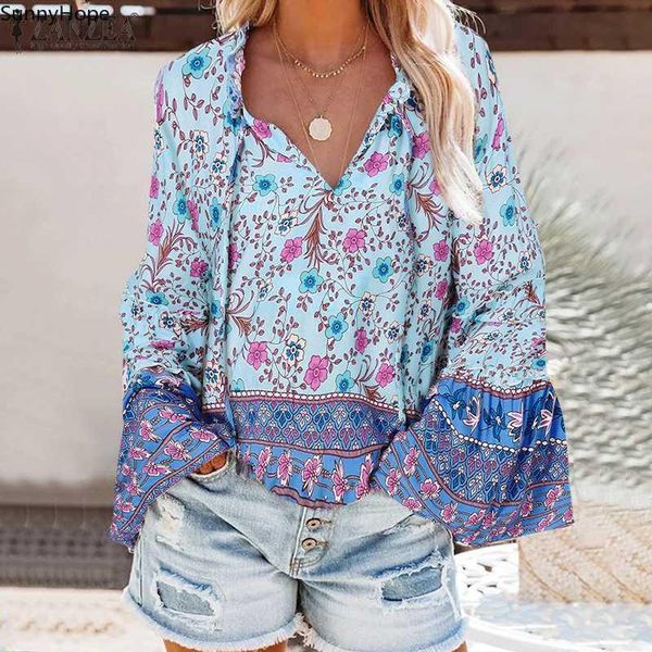 women's blouses & shirts zanzea summer bohemian blouse women long flare sleeve floral printed shirt vintage holiday beach loose tunic, White
women's blouses & shirts zanzea summer bohemian blouse women long flare sleeve floral printed shirt vintage holiday beach loose tunic, White