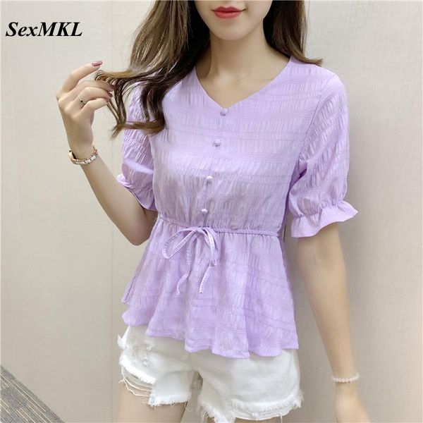 women's blouses & shirts women summer puff sleeve chiffon 2021 korean fashion slim corset purple clothes v neck french y2k blusa mu, White
women's blouses & shirts women summer puff sleeve chiffon 2021 korean fashion slim corset purple clothes v neck french y2k blusa mu, White