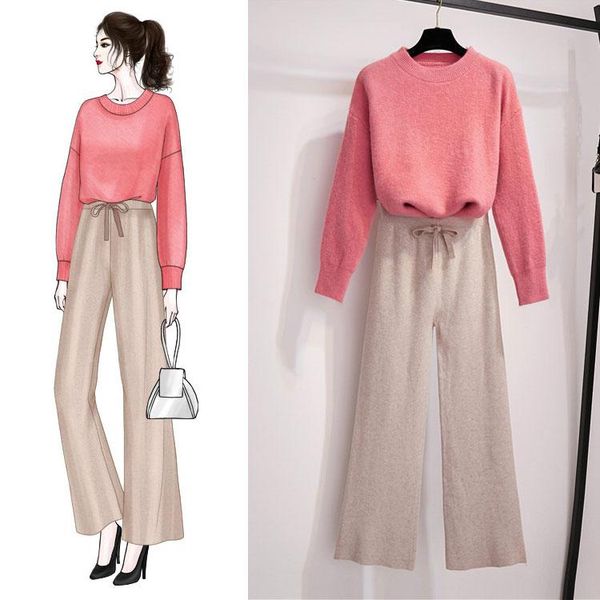 two piece dress women 2 pcs clothing set knitwear pullover knit loose languid lazy style sweet pink sweater knitting wide-legged pants s, White
two piece dress women 2 pcs clothing set knitwear pullover knit loose languid lazy style sweet pink sweater knitting wide-legged pants s, White