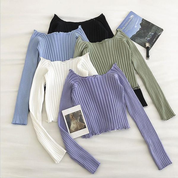 autumn off shoulder crop knitted women t shirt long sleeve solid short clothing fashion slim, White
autumn off shoulder crop knitted women t shirt long sleeve solid short clothing fashion slim, White