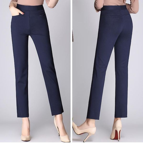 women's pants & capris 2021 women casual female high waist slim trousers 21710-1058, Black;white