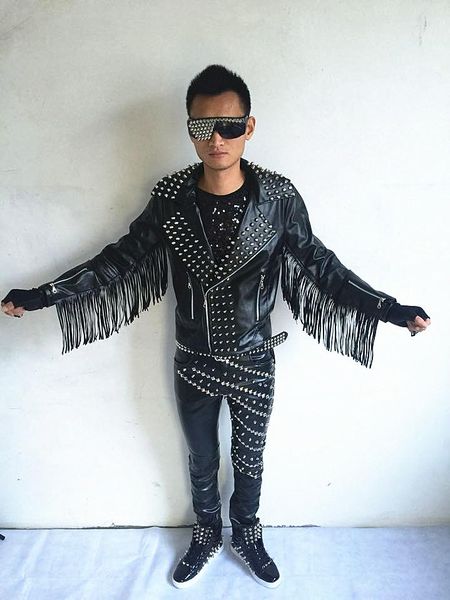 men's fur & faux 2021 man fashion dj costume punk rivet for halley motorcycle tassel leather clothing jacket male the singer's m-3, Black
men's fur & faux 2021 man fashion dj costume punk rivet for halley motorcycle tassel leather clothing jacket male the singer's m-3, Black