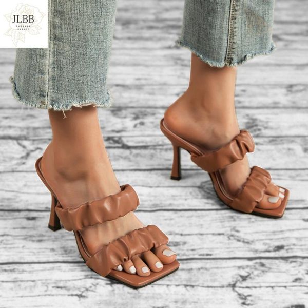 summer women slippers pleated pu leather thin high heels 10cm woman shoes fashion casual slides sandals for ladies 2021, Black
summer women slippers pleated pu leather thin high heels 10cm woman shoes fashion casual slides sandals for ladies 2021, Black