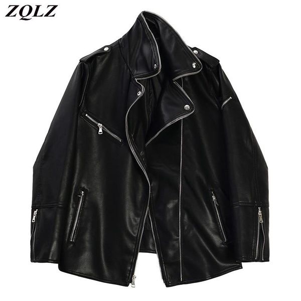 spring autumn faux leather jacket women casual oversized motorcycle biker coat female soft pu loose outerwear women's &, Black
spring autumn faux leather jacket women casual oversized motorcycle biker coat female soft pu loose outerwear women's &, Black