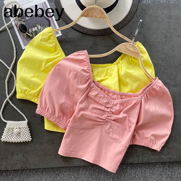 women korean ruffles blouse sweet puff sleeve v neck elegant solid summer casual fashion streetwear 210512, White
women korean ruffles blouse sweet puff sleeve v neck elegant solid summer casual fashion streetwear 210512, White