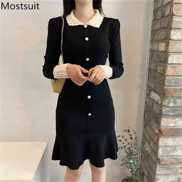 spring black knitted women dress single-breasted turn-down collar mermaid dresses vintage elegant korean ladies vestidos 210513, Black;gray
spring black knitted women dress single-breasted turn-down collar mermaid dresses vintage elegant korean ladies vestidos 210513, Black;gray