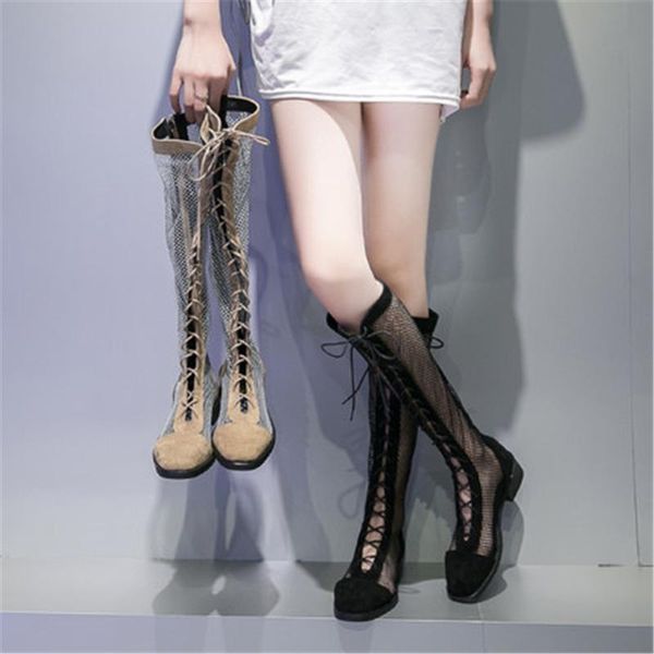 summer mesh hollow out long boots women fashion lace up casual shoes female breathable cool knee high 35-39, Black
summer mesh hollow out long boots women fashion lace up casual shoes female breathable cool knee high 35-39, Black