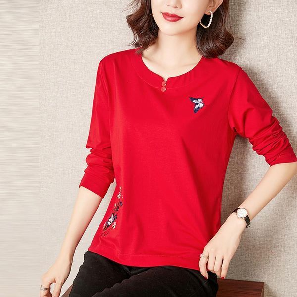 women's t-shirt spring clothing loose mother cotton long sleeve large size thermal top, White
women's t-shirt spring clothing loose mother cotton long sleeve large size thermal top, White