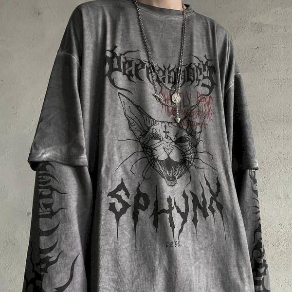men's hoodies & sweatshirts autumn high street style dark black printed cat head fake two loose retro long-sleeved couple t-shirt
men's hoodies & sweatshirts autumn high street style dark black printed cat head fake two loose retro long-sleeved couple t-shirt