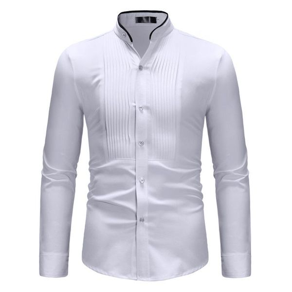 men's casual shirts mens white mandarin collar dress wedding tuxedo shirt 2021 brand slim fit long sleeve men business chemise, White;black
men's casual shirts mens white mandarin collar dress wedding tuxedo shirt 2021 brand slim fit long sleeve men business chemise, White;black