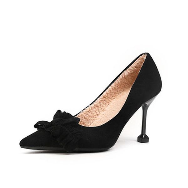 dress shoes 2021 winter plush warm pumps elegant bow-tied pointy toe thin heels sandals office lady pleated ruffles shallow, Black
dress shoes 2021 winter plush warm pumps elegant bow-tied pointy toe thin heels sandals office lady pleated ruffles shallow, Black