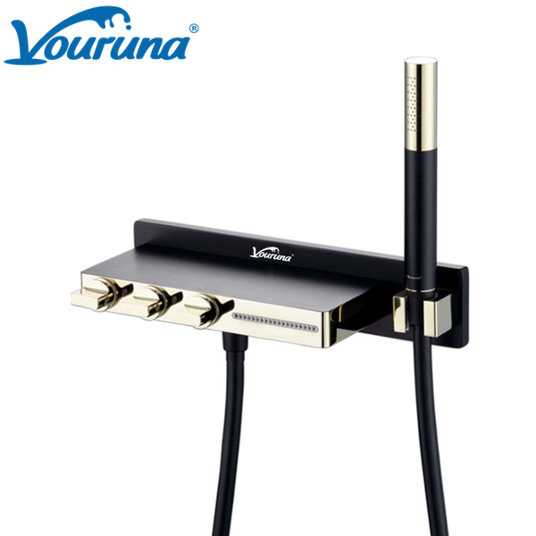 luxurious golden&black wall mounted bathtub faucet white waterfall bath shower mixer taps bathroom sets
luxurious golden&black wall mounted bathtub faucet white waterfall bath shower mixer taps bathroom sets