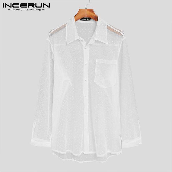 men's casual shirts incerun 2021 men shirt mesh transparent polka dot lapel long sleeve camisas button party nightclub clothing streetw, White;black
men's casual shirts incerun 2021 men shirt mesh transparent polka dot lapel long sleeve camisas button party nightclub clothing streetw, White;black