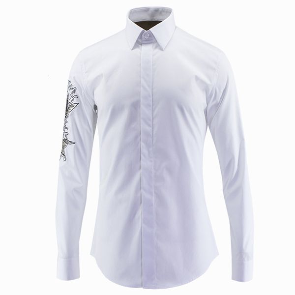 tee shirt shirt men luxury carp embroidery long sleeve shirt fashion slim fit casual cotton man solid mens shirts, White;black
tee shirt shirt men luxury carp embroidery long sleeve shirt fashion slim fit casual cotton man solid mens shirts, White;black