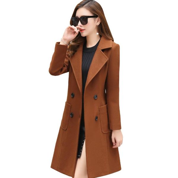 women's wool & blends 2021 spring autumn jacket female slim mid-length waist woolan coat outerwear fashion plus size woolen overcoat, Black
women's wool & blends 2021 spring autumn jacket female slim mid-length waist woolan coat outerwear fashion plus size woolen overcoat, Black