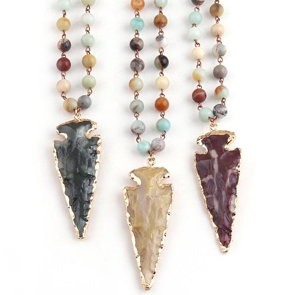 pendant necklaces fashion amazonite stones rosary chain arrowhead necklace handmade women natural stone bead 3 color available, Silver
pendant necklaces fashion amazonite stones rosary chain arrowhead necklace handmade women natural stone bead 3 color available, Silver