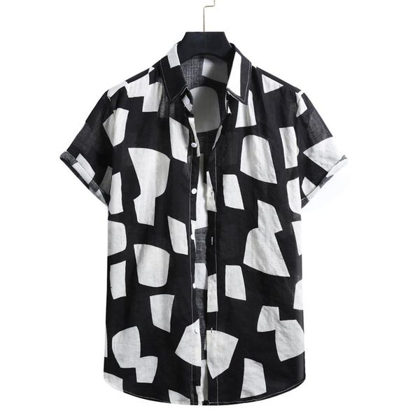 men's casual shirts color block print summer vintage plus size short sleeve turn-down cotton linen shirt men clothing, White;black
men's casual shirts color block print summer vintage plus size short sleeve turn-down cotton linen shirt men clothing, White;black
