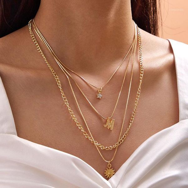 chains vintage multilayer letter m sun pendant necklace crystal star necklaces for women gold color jewelry party 13381, Silver
chains vintage multilayer letter m sun pendant necklace crystal star necklaces for women gold color jewelry party 13381, Silver
