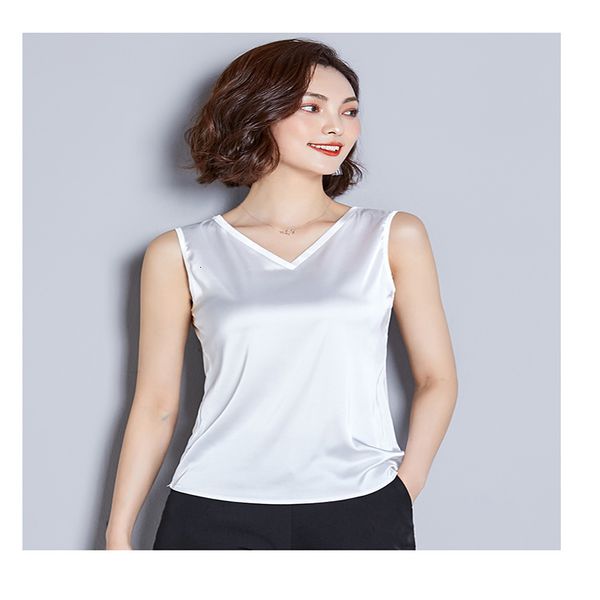 women's t-shirt all-match v-neck camisole ladies mulberry silk sleeveless slim slimming bottoming shirt xtp6, White
women's t-shirt all-match v-neck camisole ladies mulberry silk sleeveless slim slimming bottoming shirt xtp6, White