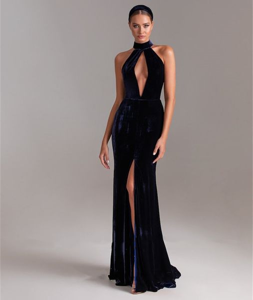 keyhole neck prom dresses front split velvet long maid of honor gowns sleeveless zipper back evening party vestidos, Black
keyhole neck prom dresses front split velvet long maid of honor gowns sleeveless zipper back evening party vestidos, Black