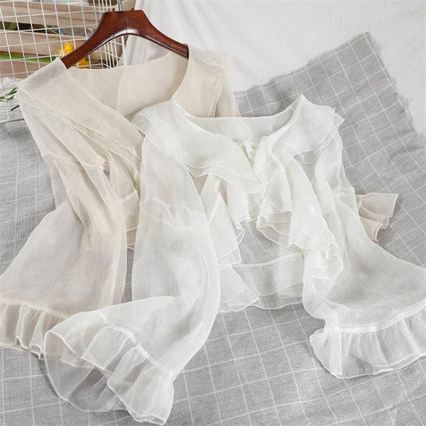 women's blouses & shirts 2021 spring summer sheer chiffon blouse cardigan women flare sleeve crop short coat beach wear sunscreen s, White
women's blouses & shirts 2021 spring summer sheer chiffon blouse cardigan women flare sleeve crop short coat beach wear sunscreen s, White