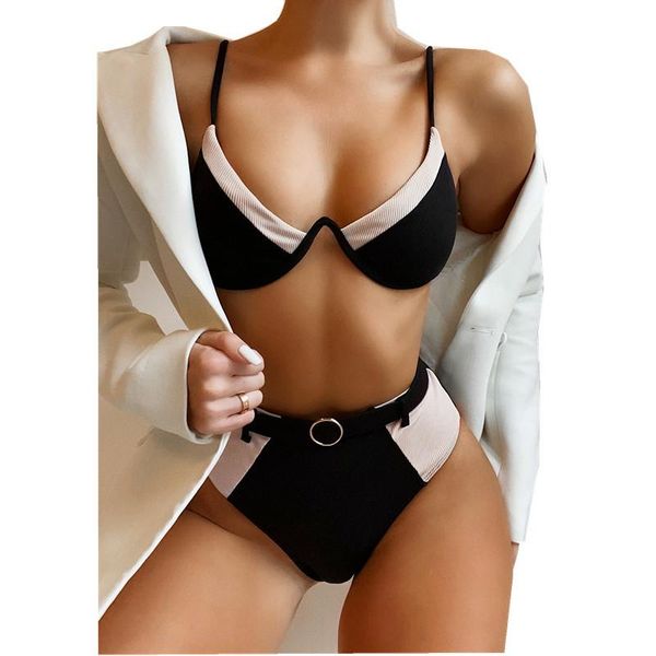 women's swimwear qinjoyer high waisted bikini underwire swimsuit halter women brazilian patchwork 2021 bathing suits, White;black
women's swimwear qinjoyer high waisted bikini underwire swimsuit halter women brazilian patchwork 2021 bathing suits, White;black