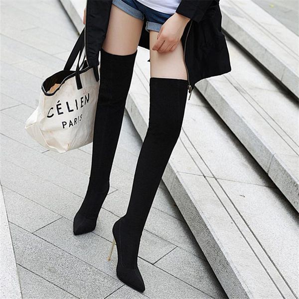 boots 2021 winter over the knee women stretch fabrics high heel slip on shoes pointed toe woman long size 34-43, Black
boots 2021 winter over the knee women stretch fabrics high heel slip on shoes pointed toe woman long size 34-43, Black