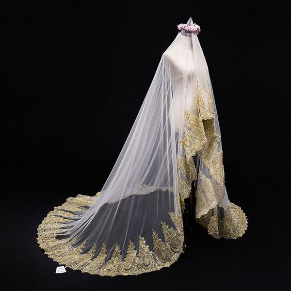bridal veils luxury gold lace 300cm width length cathedral wedding bride accessories long velos de novia, Black
bridal veils luxury gold lace 300cm width length cathedral wedding bride accessories long velos de novia, Black