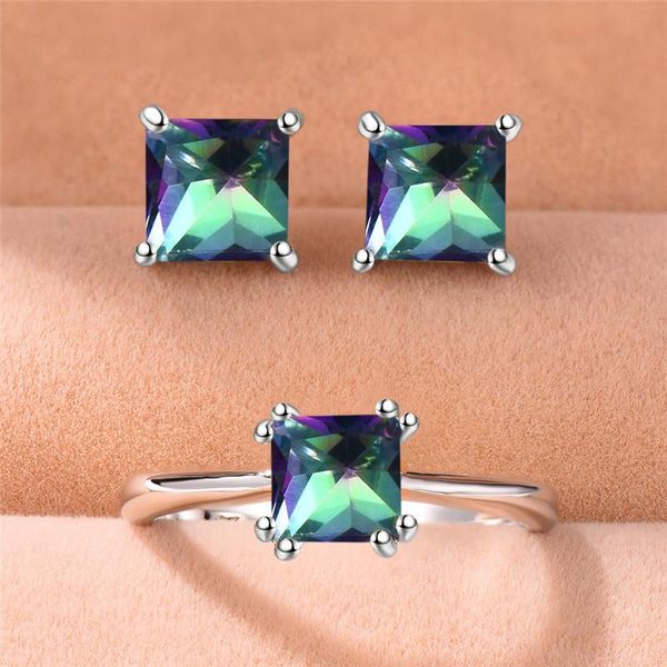 earrings & necklace mystery female colorful crystal ring jewelry set charm rainbow stone 4/5/6/7mm stud gifts, Silver
earrings & necklace mystery female colorful crystal ring jewelry set charm rainbow stone 4/5/6/7mm stud gifts, Silver