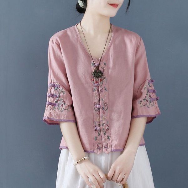 ethnic clothing chinese traditional women's retro embroidered disc button linen cotton shirt cheongsam half sleeve loose cardigan hanf, Red
ethnic clothing chinese traditional women's retro embroidered disc button linen cotton shirt cheongsam half sleeve loose cardigan hanf, Red