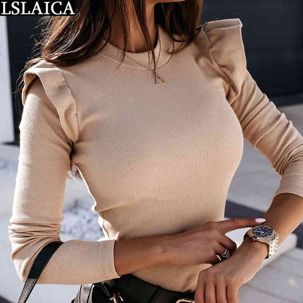 solid skinny knitted for women fashion long sleeve ruffles round neck casual female blouse ol fall clothing 210520, White
solid skinny knitted for women fashion long sleeve ruffles round neck casual female blouse ol fall clothing 210520, White