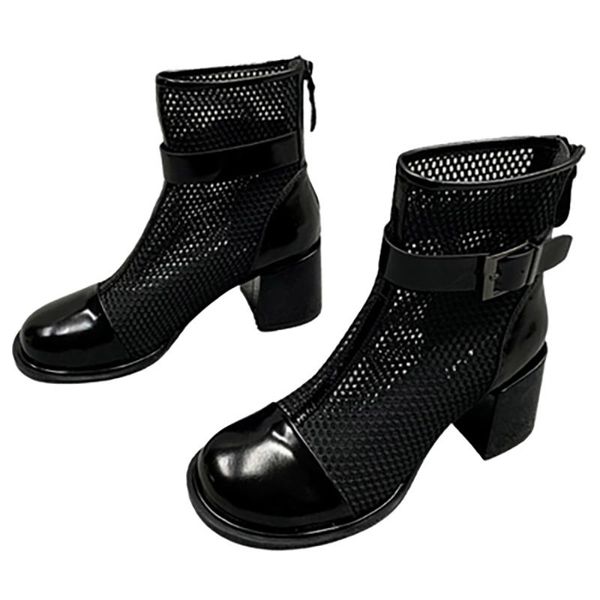 boots air mesh summer women cowhide leather metal saddles female fashion in 2021 5.5 cm square heel, Black
boots air mesh summer women cowhide leather metal saddles female fashion in 2021 5.5 cm square heel, Black